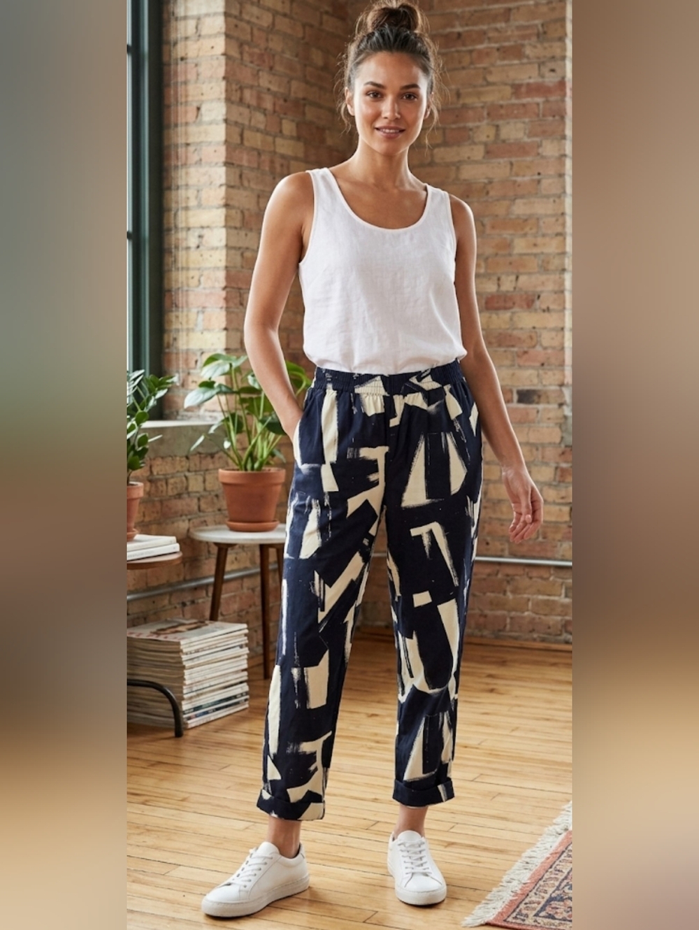 French Connection Abstract Brushstroke Joggers size 8
